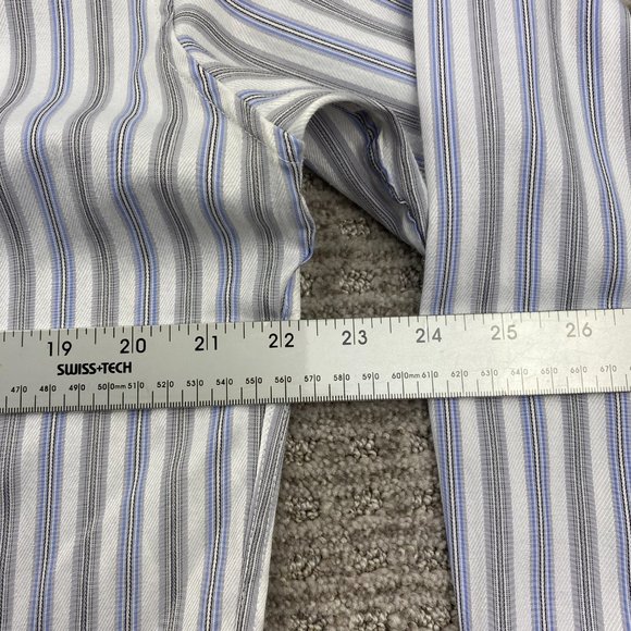 Panhandle Slim Shirt Men Medium M White Blue Striped Button Up Pear Snap Western - Picture 7 of 8